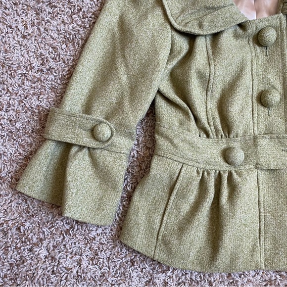 Tabitha Pea Green Cropped Blazer Pea Coat Jacket - Picture 6 of 11